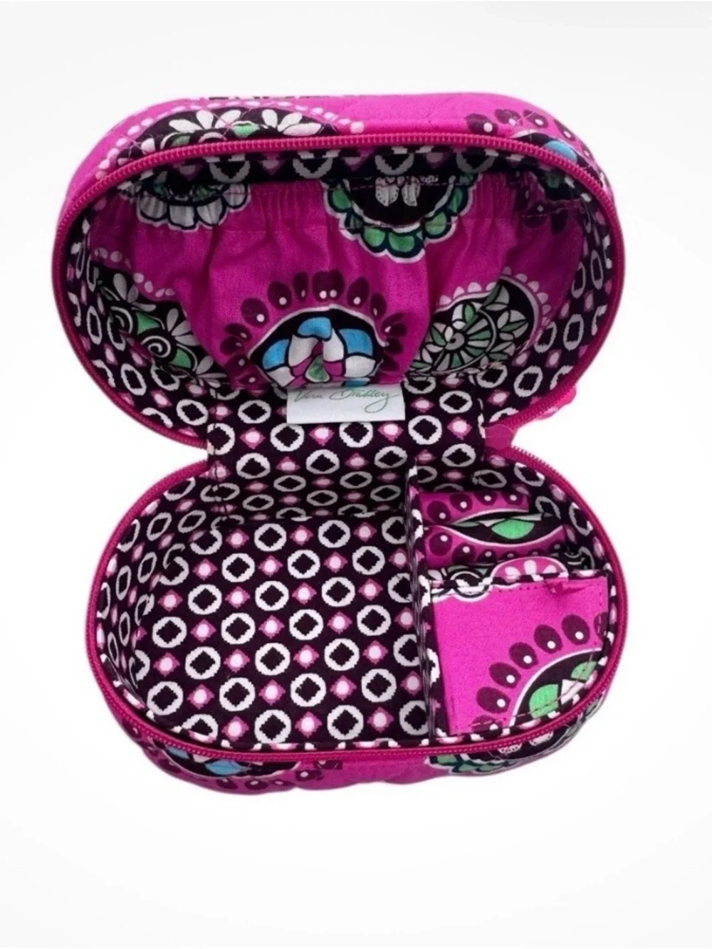 Vera Bradley Quilted Pink Zip Around Jewelry Travel Box Case